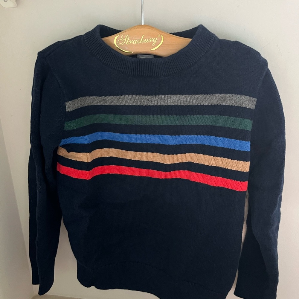Baby GAP 5Yr Navy Multicolor Striped Crewneck Sweater